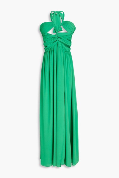 Ally ruched cutout chiffon halterneck maxi dress