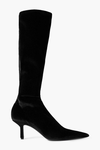 Nosa stretch-velvet knee boots