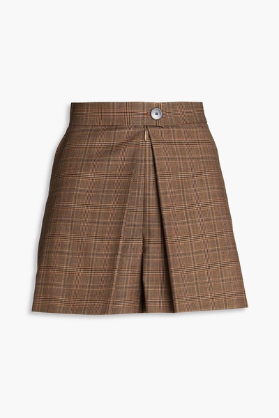 Pleated Prince of Wales checked tweed shorts