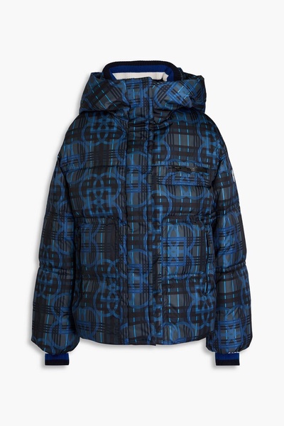 Printed hooded down ski jacket