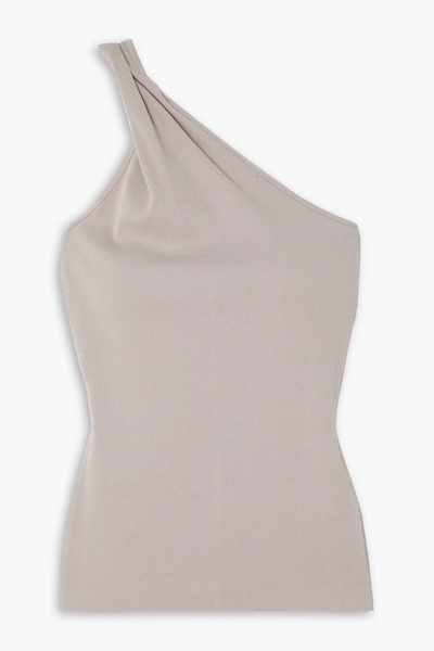 Esuna one-shoulder twisted ribbed stretch-cotton tank