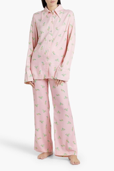 Blossom floral-print satin pajama pants