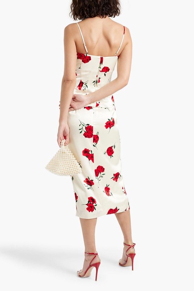 Aerin floral-print satin-crepe midi skirt