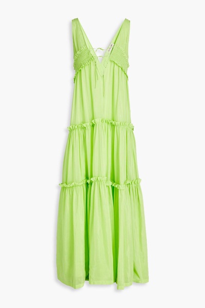 Myla shirred cotton and silk-blend voile maxi dress