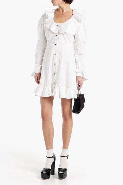 Ruffled cotton-poplin mini dress