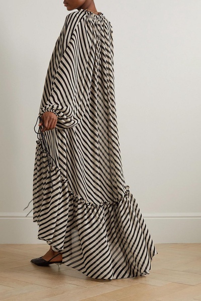 Hydra ruffle-trimmed striped crepon maxi dress