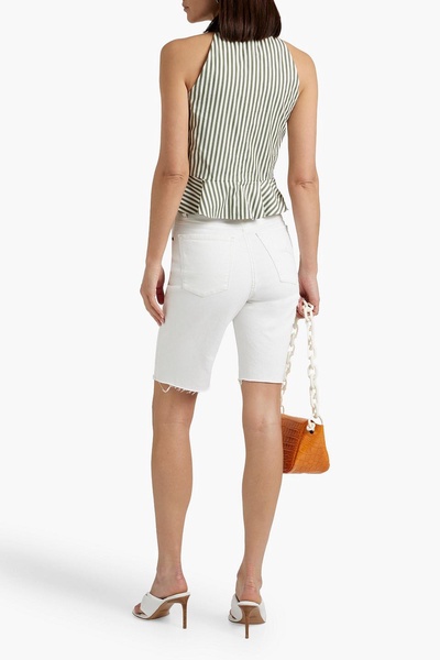 Drey striped cotton-blend poplin peplum top