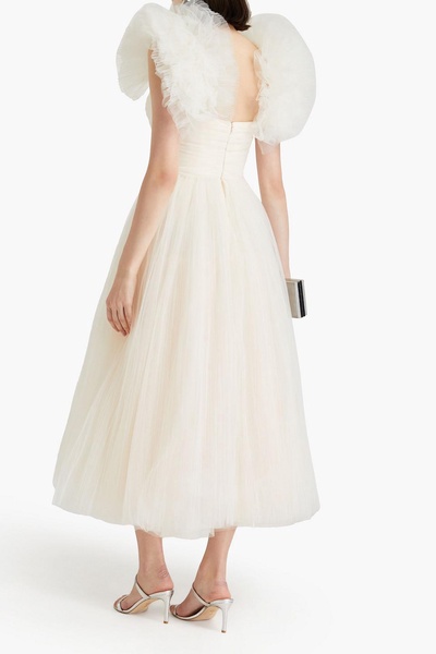 Ruffled tulle midi dress