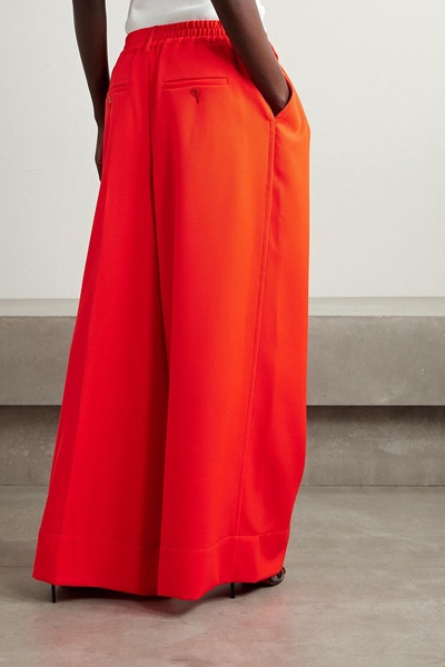 Pleated piqué wide-leg pants