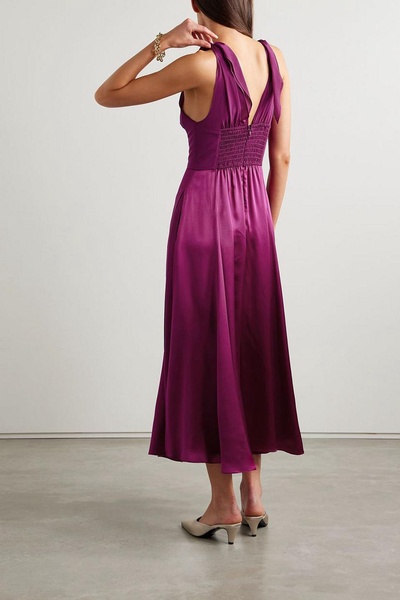 Charlotte tie-detailed silk-chiffon and satin midi dress