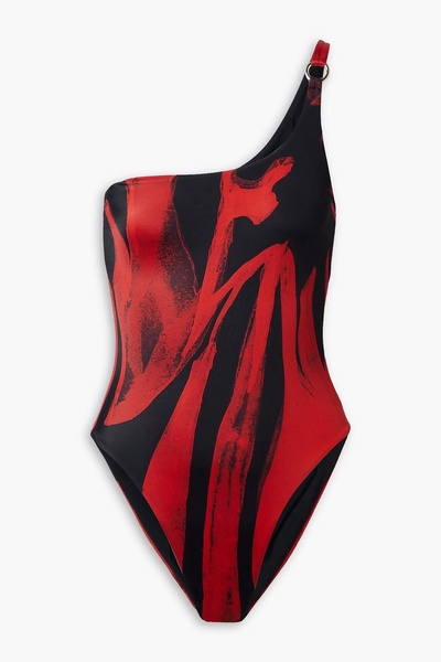 One-shoulder printed swimsuit