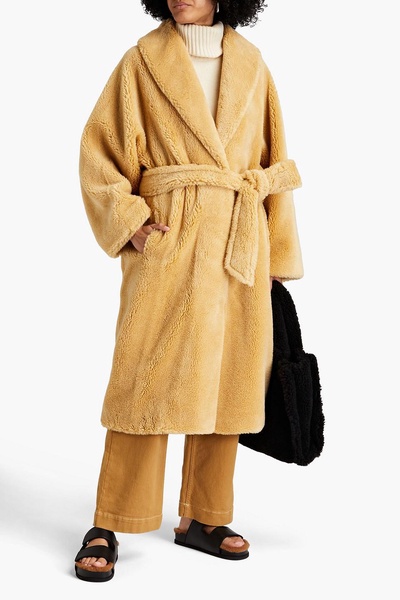 Zoey belted faux shearling coat