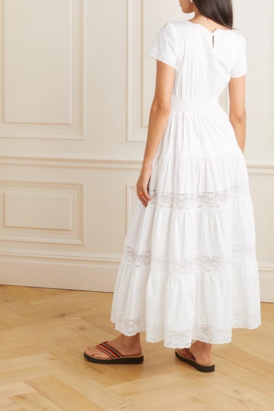 Lulu lace-trimmed cotton-poplin maxi dress