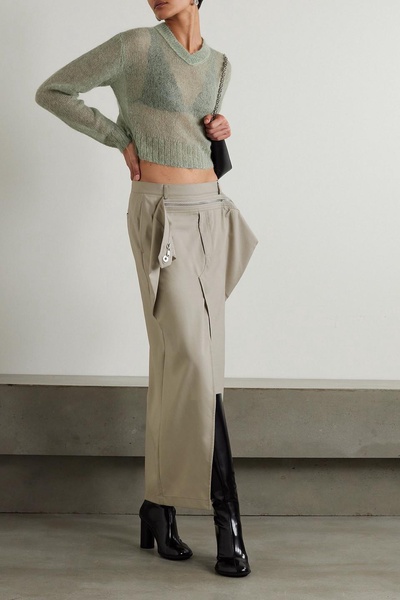 Draped wool maxi skirt