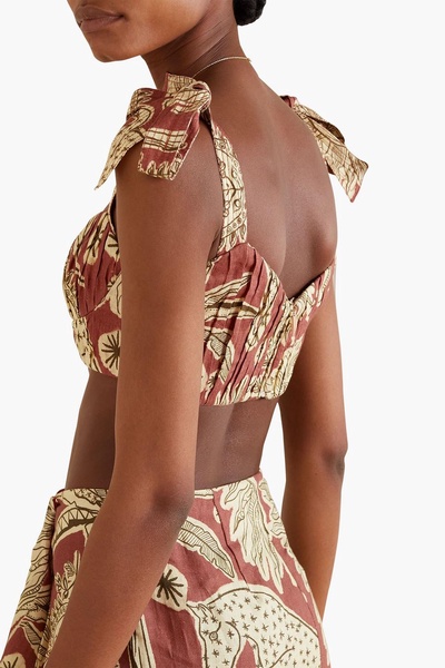 Sunset Riders printed linen bra top