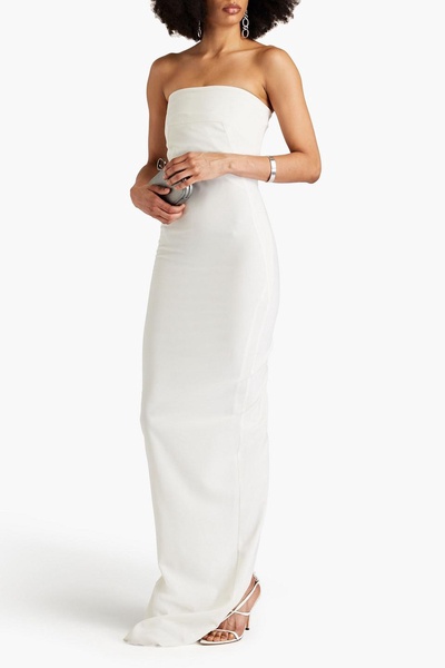 Strapless wool-blend crepe gown