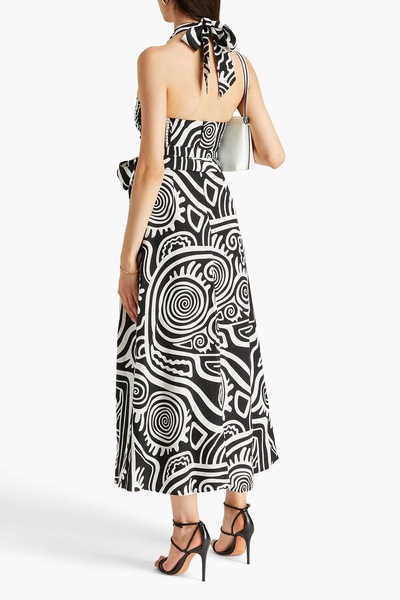 Paula two-tone printed TENCEL™ and linen-blend midi wrap dress