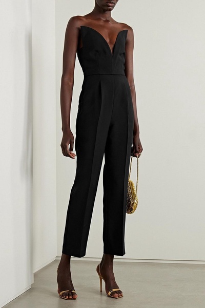 Strapless wool and silk-blend cady jumpsuit