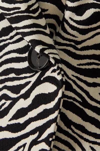 Asymmetric zebra-jacquard stretch cotton-blend blazer