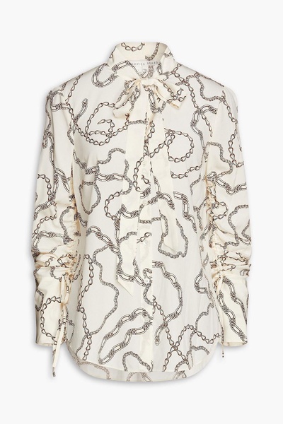 Remi pussy-bow printed silk-blend crepe de chine blouse