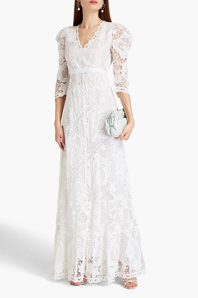 Cloud cutout cotton crocheted lace maxi dress