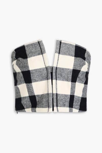 Layne cropped checked cotton-flannel strapless top