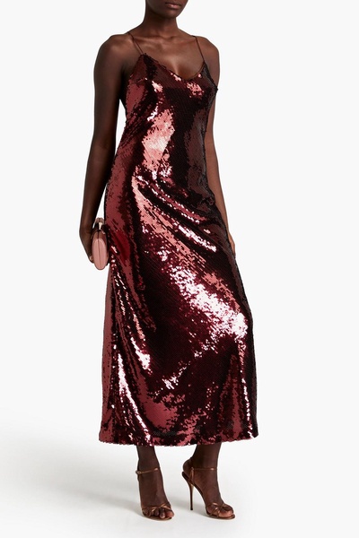 Shelly sequined metallic woven maxi dress