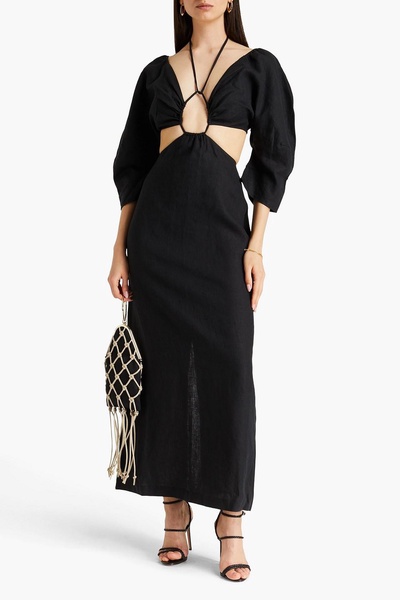 Celia cutout hemp midi dress