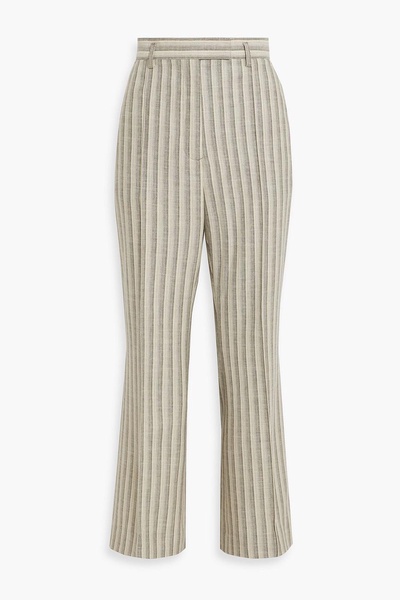 Striped wool and cotton-blend tweed flared pants