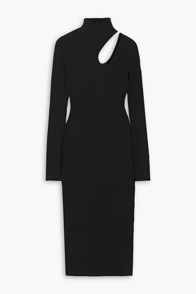 Victoria cutout ribbed cotton turtleneck midi dress