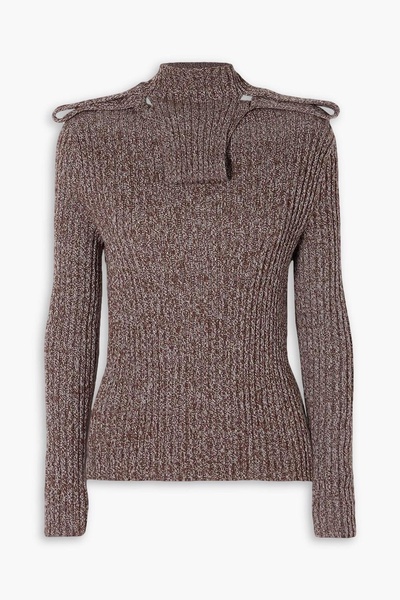 Mélange ribbed cotton turtleneck sweater