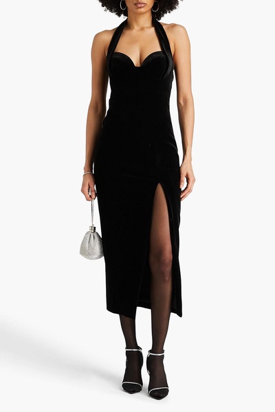 Nabine velvet halterneck midi dress