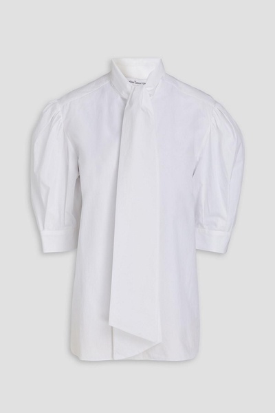 Pussy-bow cotton-poplin shirt