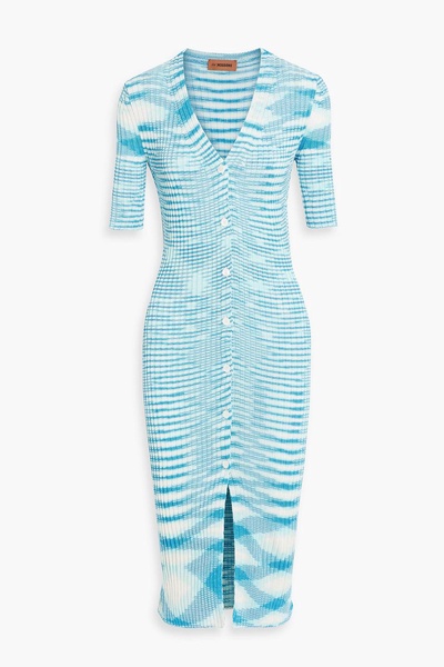 Space-dyed ribbed-knit midi dress