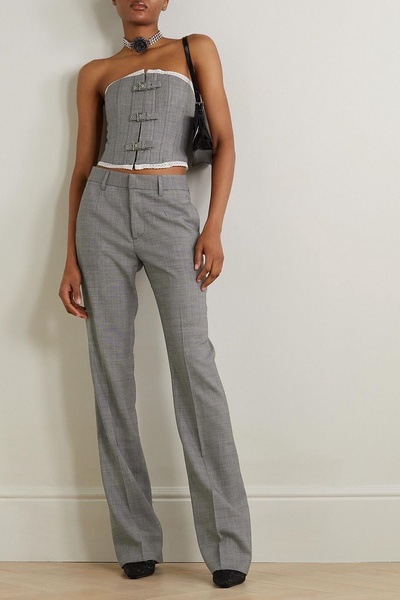 Wool-blend straight-leg pants