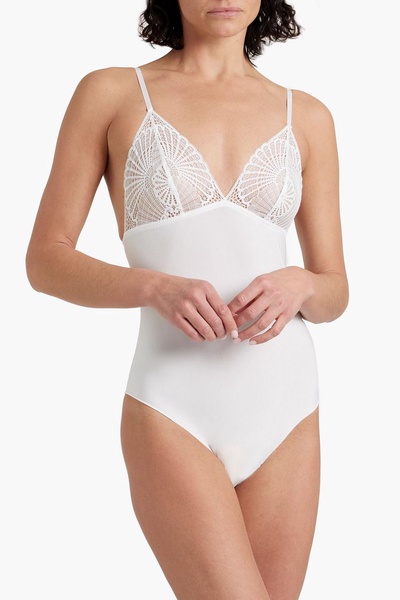 Lace-trimmed stretch-Micro Modal bodysuit