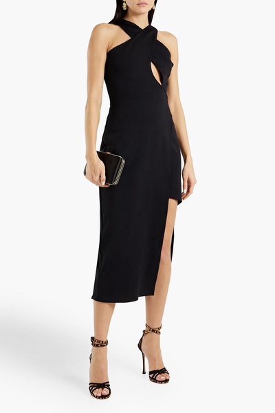 Kora asymmetric cutout ponte midi dress