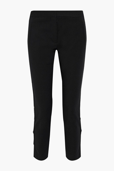 Cropped cotton-blend twill slim-leg pants