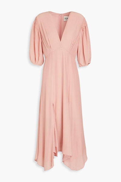 Riven pleated silk-crepon midi dress