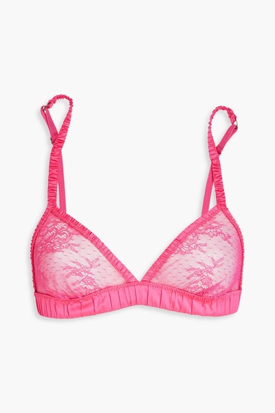 Satin-trimmed point d'espri triangle bra