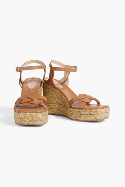 Braided leather espadrille wedge sandals