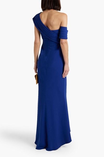 One-shoulder crepe gown