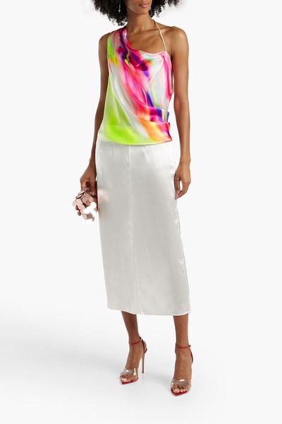 Hannah draped tie-dyed silk-satin top