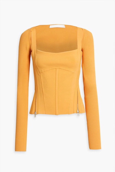 Layered ribbed stretch-jersey top