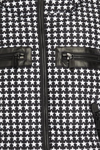 Track quilted printed hooded down ski jacket