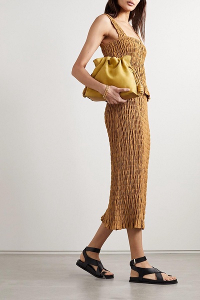 Emla shirred stretch-jersey midi skirt