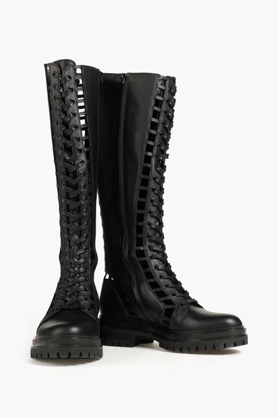 Halsey cutout leather combat boots