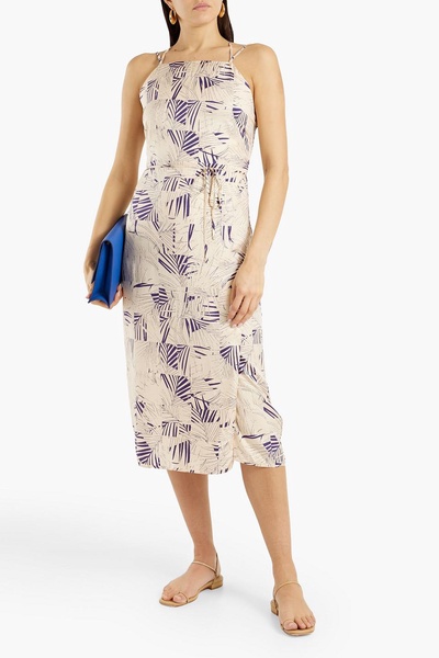 Carris wrap-effect printed twill midi dress