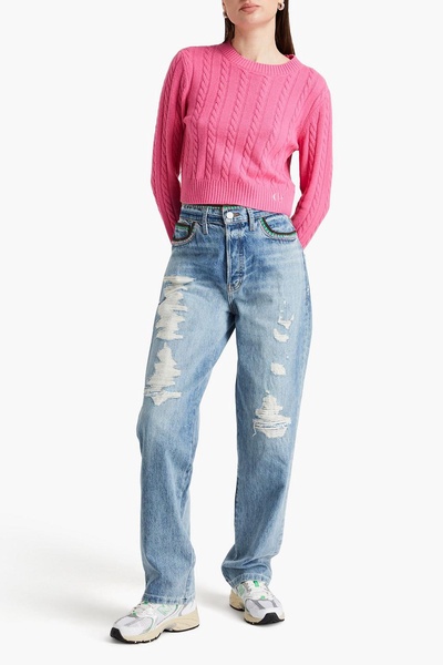 + Julia Sarr-Jamois crochet-trimmed distressed high-rise boyfriend jeans