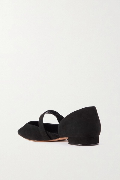 Asymmetric Clarita bow-detailed suede Mary Jane flats